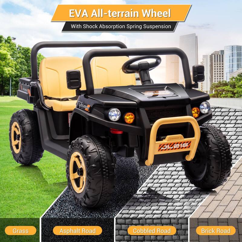 EVA All-terrain Wheel  
With Shock Absorption Spring Suspension  

Grass  
Asphalt Road  
Cobbled Road  
Brick Road