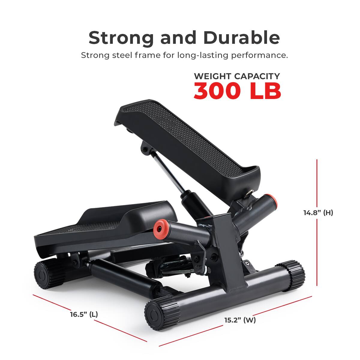 Strong and Durable, Strong steel frame for long-lasting performance, WEIGHT CAPACITY 300 LB, 14.8" (H), 16.5" (L), 15.2" (W)