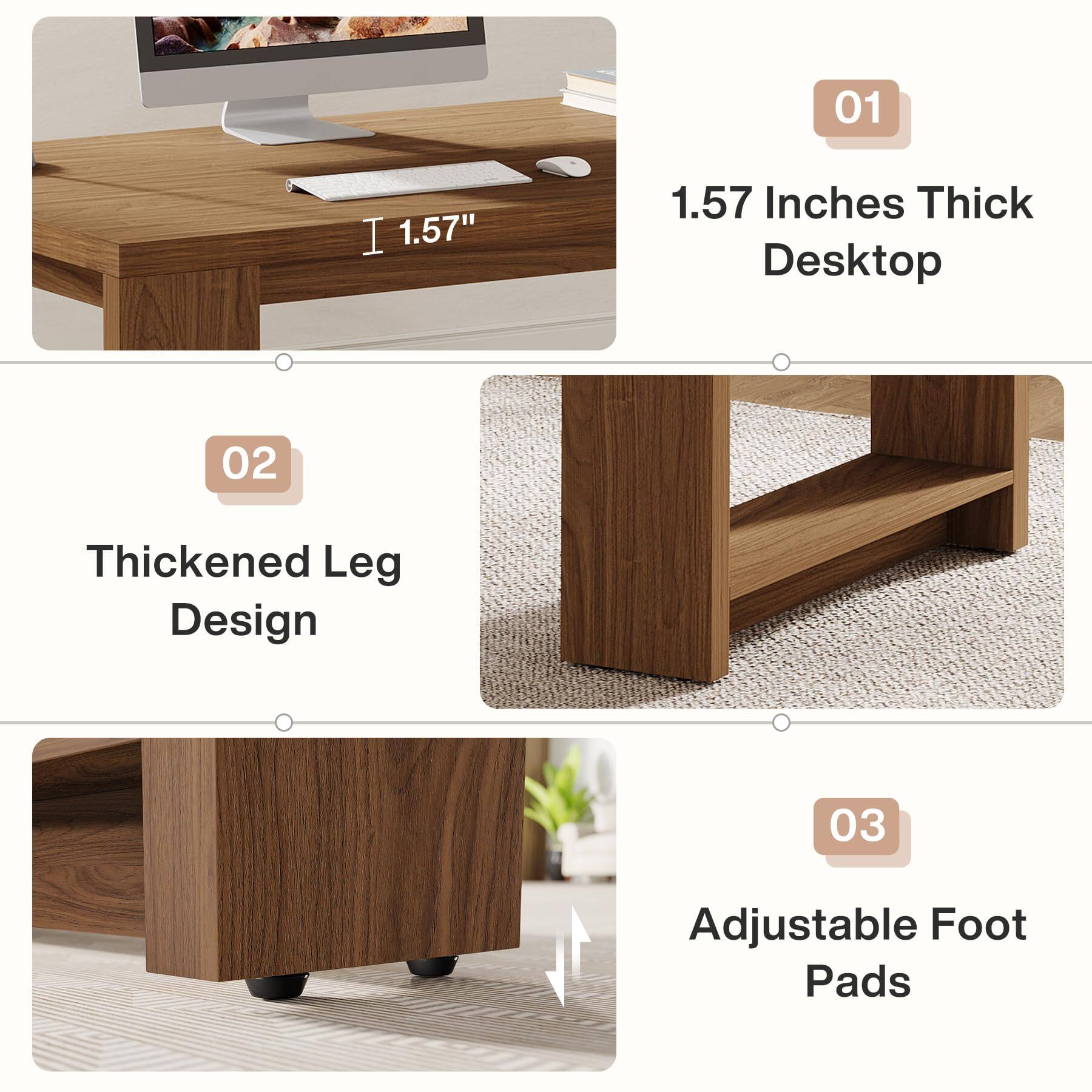 01
1.57 Inches Thick Desktop

02
Thickened Leg Design

03
Adjustable Foot Pads