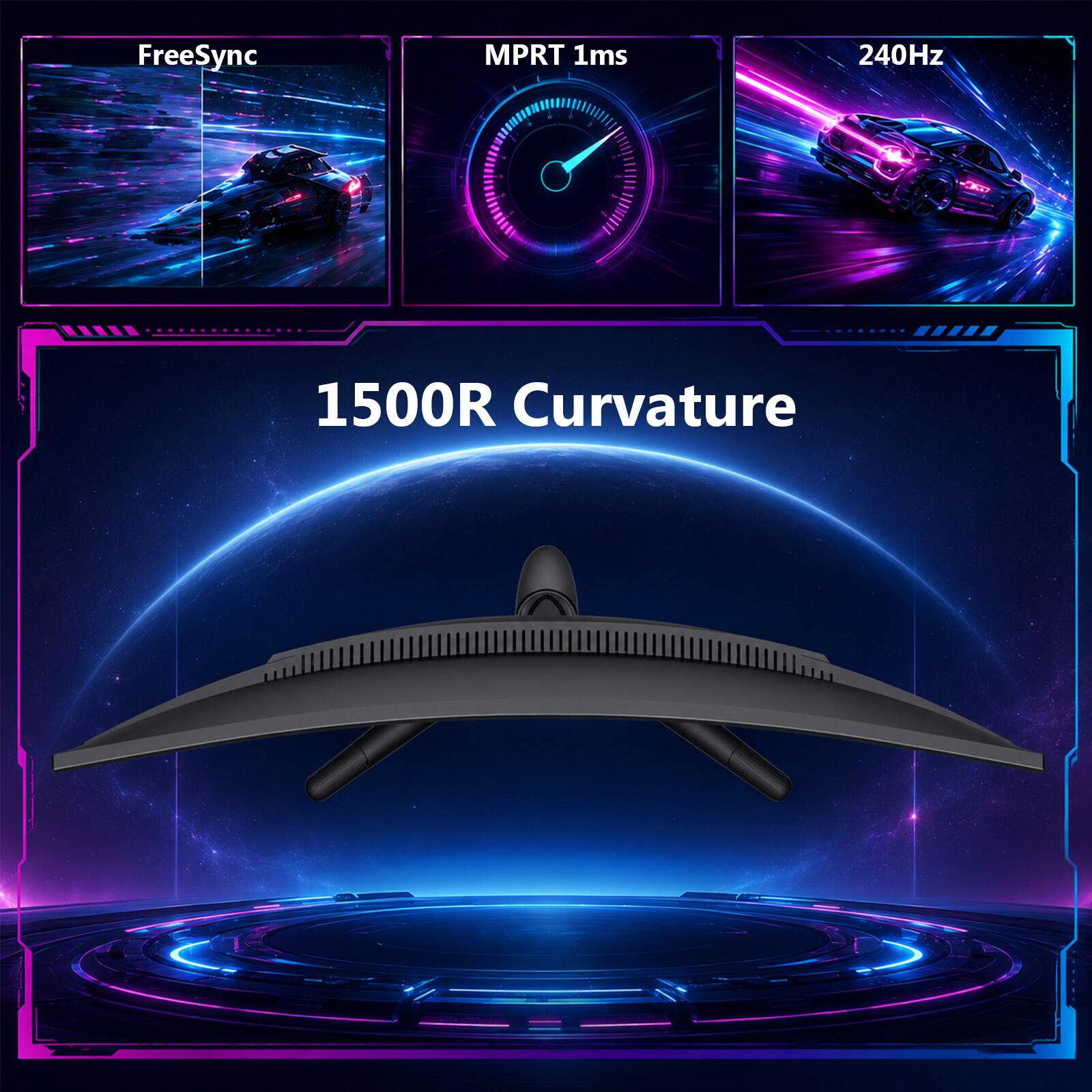 FreeSync MPRT 1ms 240Hz - KCP 1500R Curvature