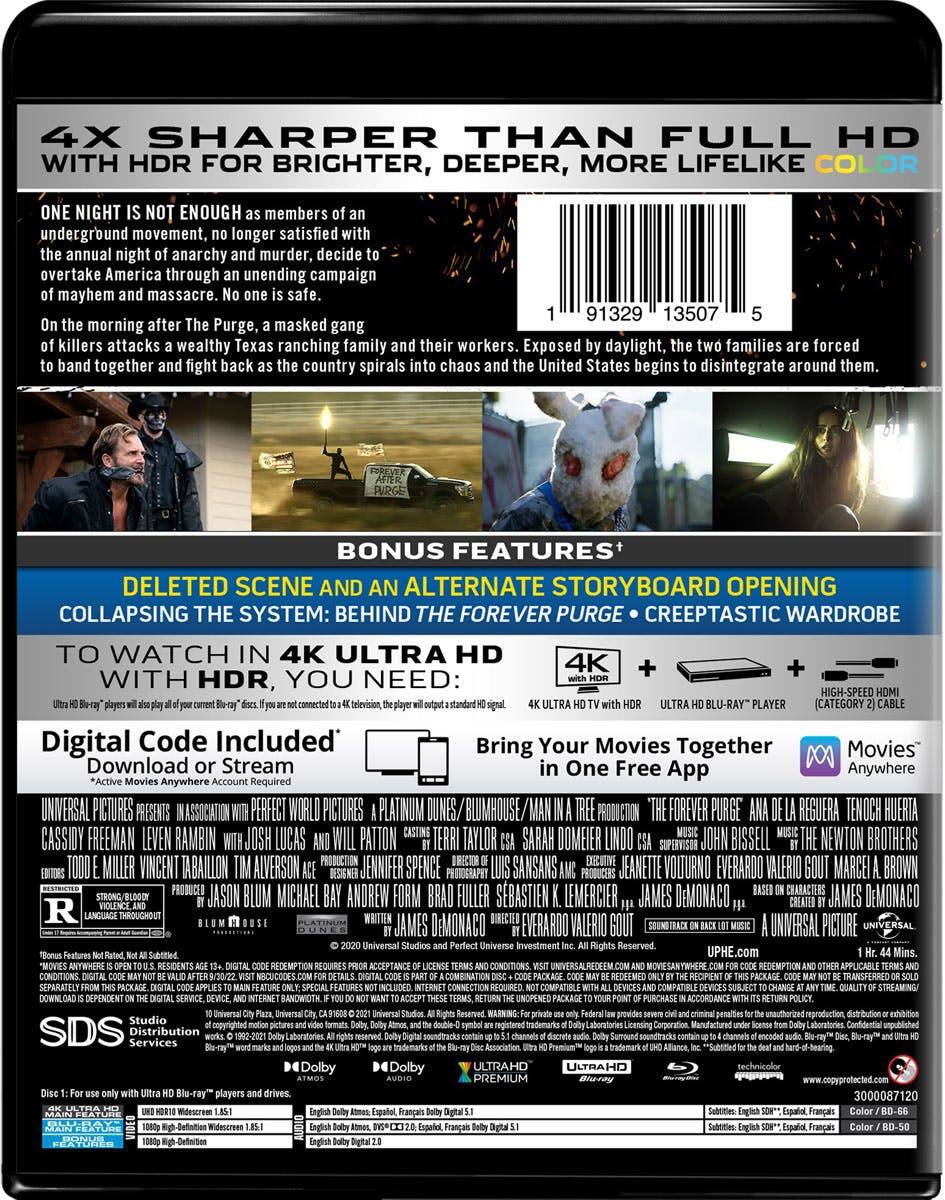 Back. The Forever Purge   - 4K Blu-Ray.