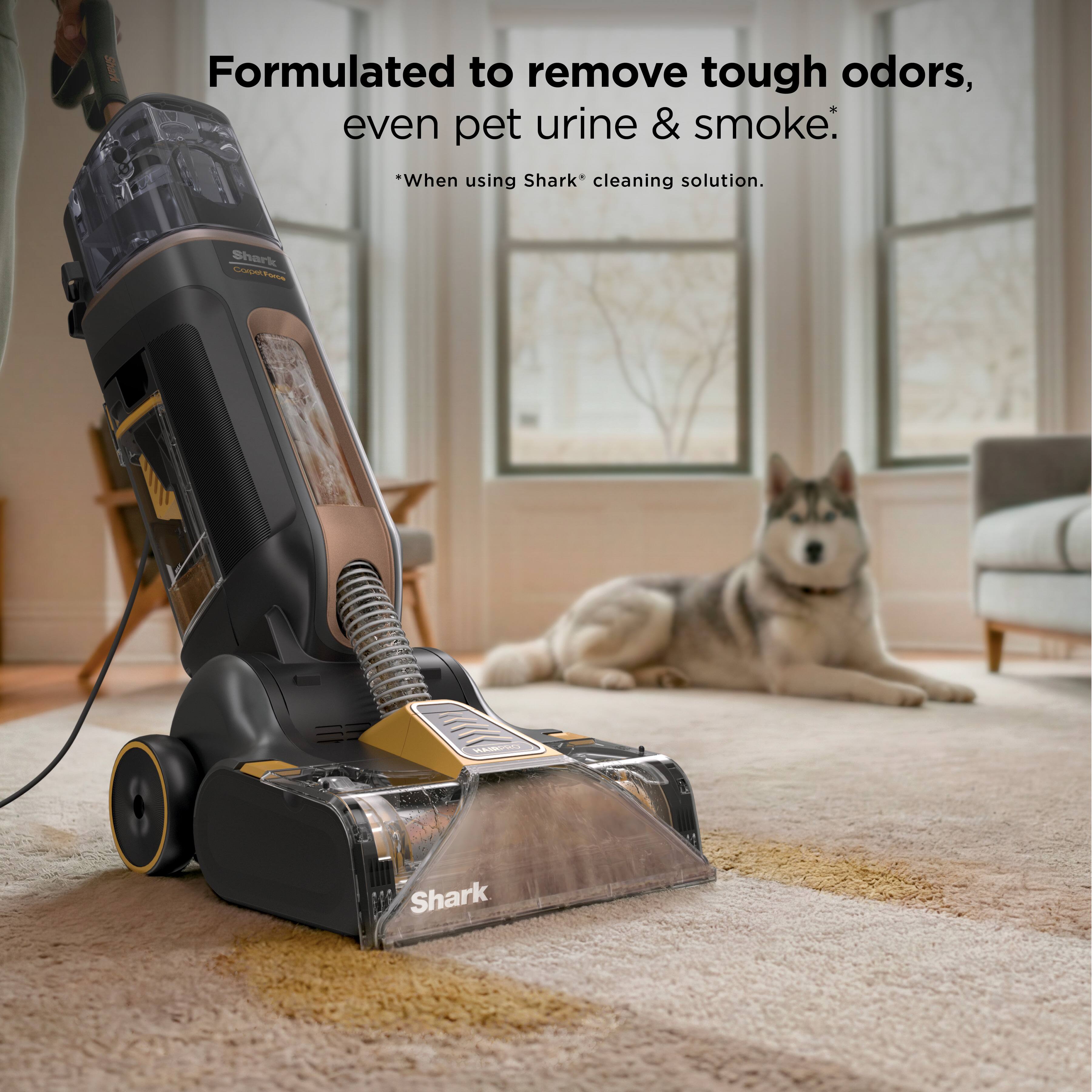 Formulated to remove tough odors, even pet urine & smoke.  
*When using Shark* cleaning solution.