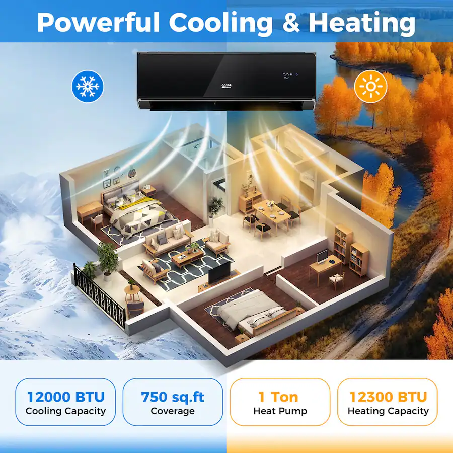 Heat Pump Apple Air Heating And Cooling Costway 12000 BTU Wifi
