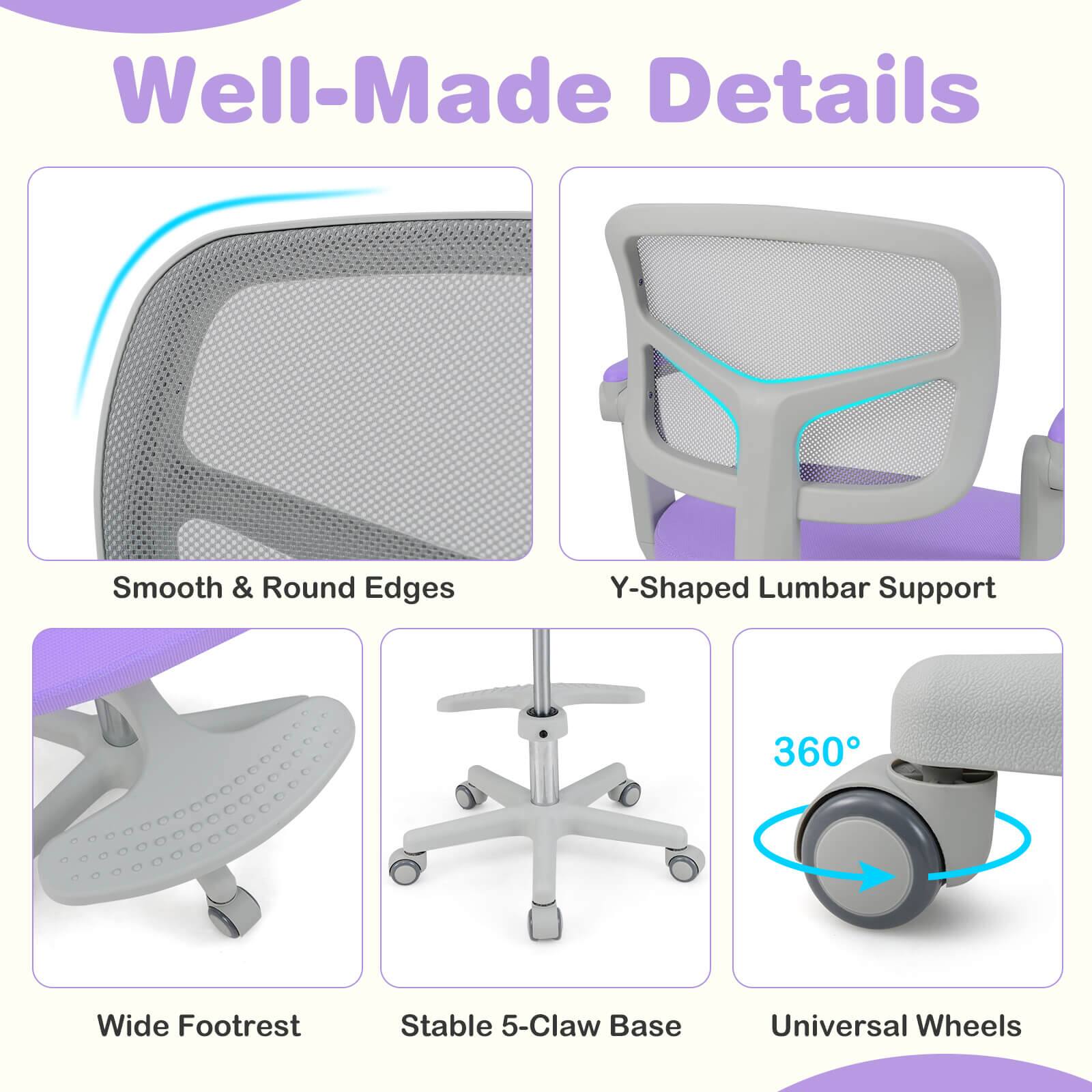 Well-Made Details

- Smooth & Round Edges
- Y-Shaped Lumbar Support
- Wide Footrest
- Stable 5-Claw Base
- Universal Wheels (360°)