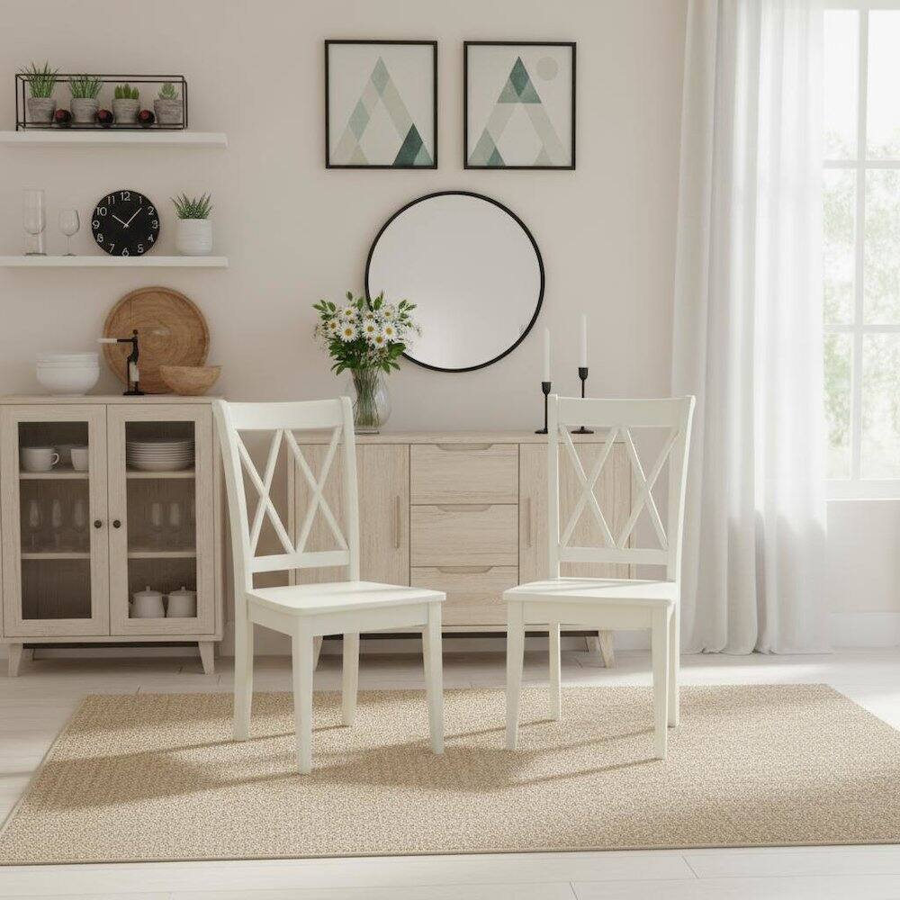 Alt View 1. FurniFact - Linen White Dining Chair - Brown.