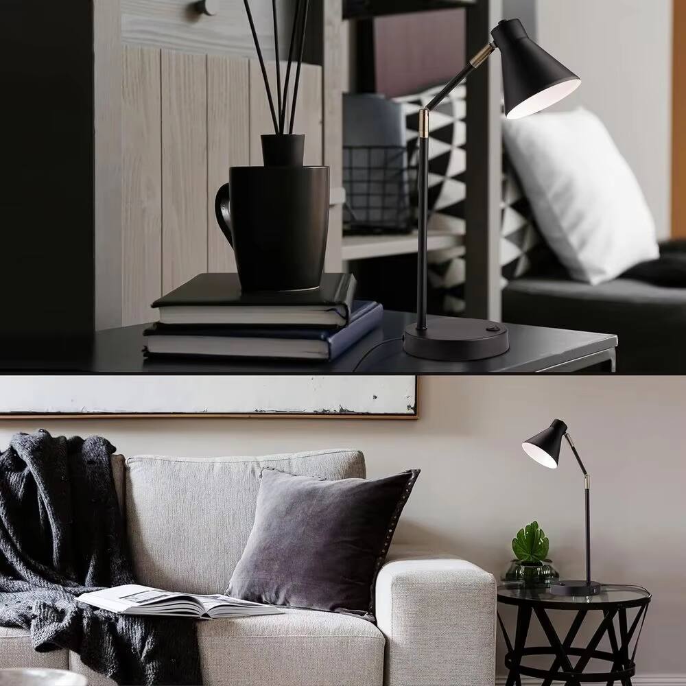 Alt View 1. Luckbyte - 100% Metal LED Desk Lamp with 270° Swivel Arms, Dual USB-C & USB-A Fast Charging Ports, ETL Listed Table Lamp, Black.