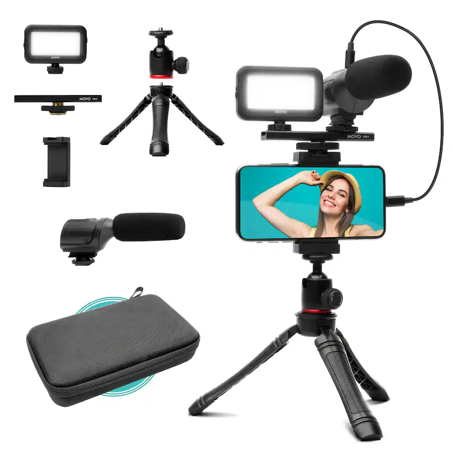 MOVO uVlogger Kit for Android with Light, Mic, Phone Mount, Tripod