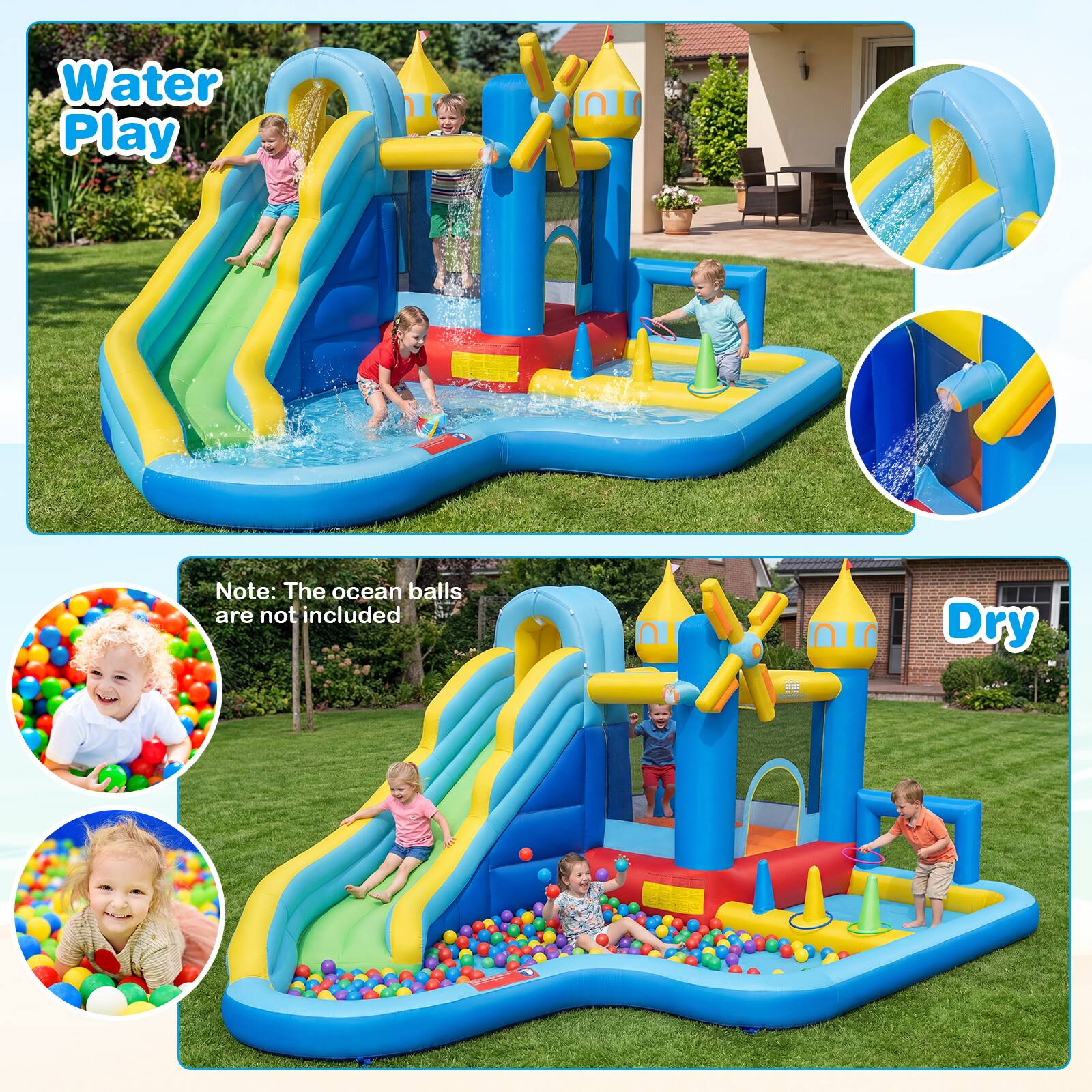 Water Play

Note: The ocean balls are not included

Dry