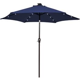Kadyn - 10 Feet Outdoor Patio umbrella with Bright Solar LED Lights-Dark Blue, Patio Offset Umbrella with Easy Tilt Adjustment