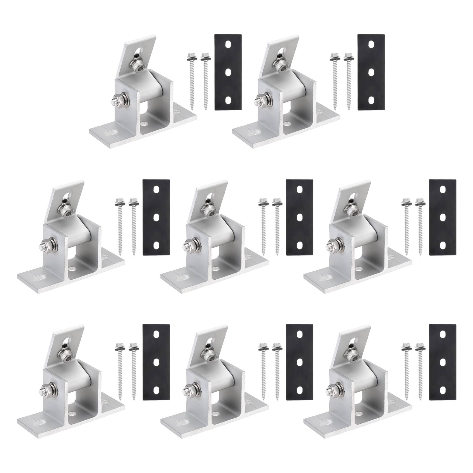 Front. Unique Bargains - 8pcs Aluminum Adjustable Solar Panel Tilt Mount Bracket, 10-60° Angle Adjustable for Flat Roof/RV/Boat - White.