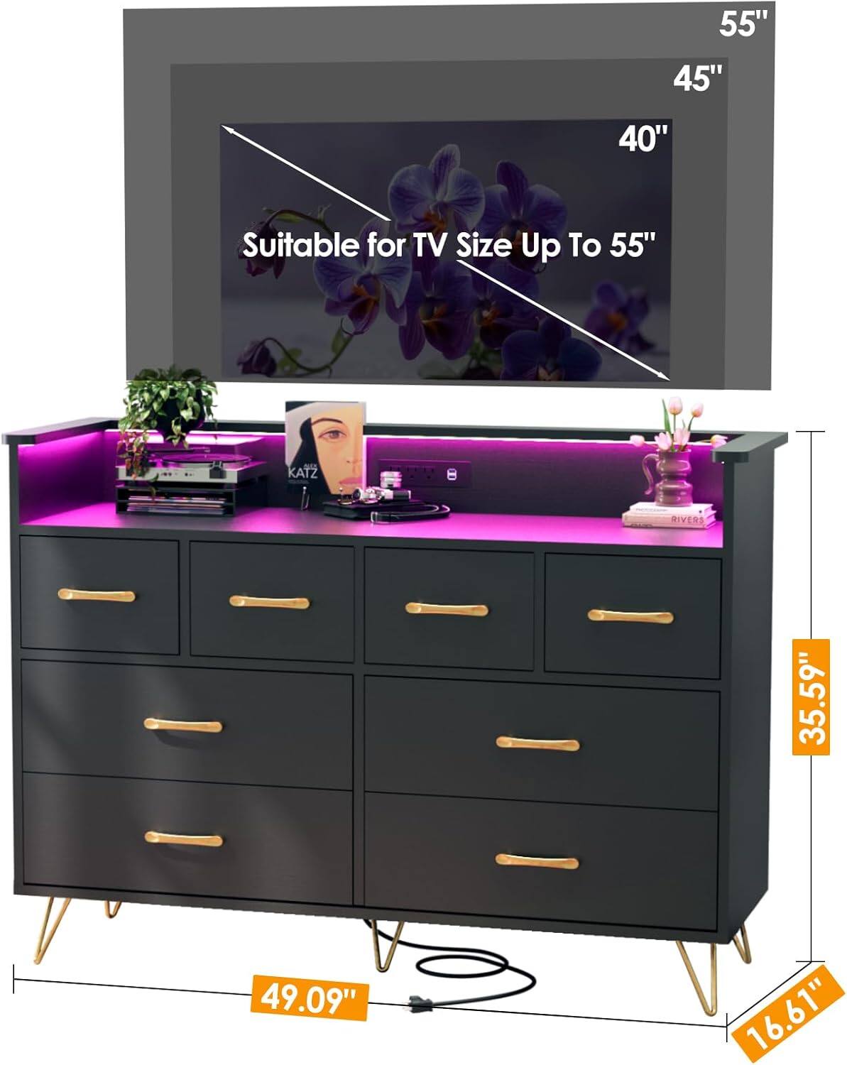 Suitable for TV Size Up To 55"

55" 45" 40"

35.59" 49.09" 16.61"