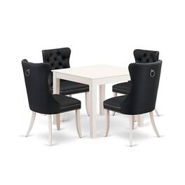 East West Furniture - 5 Piece Kitchen Table Set Consists of a Square Dining Table - White