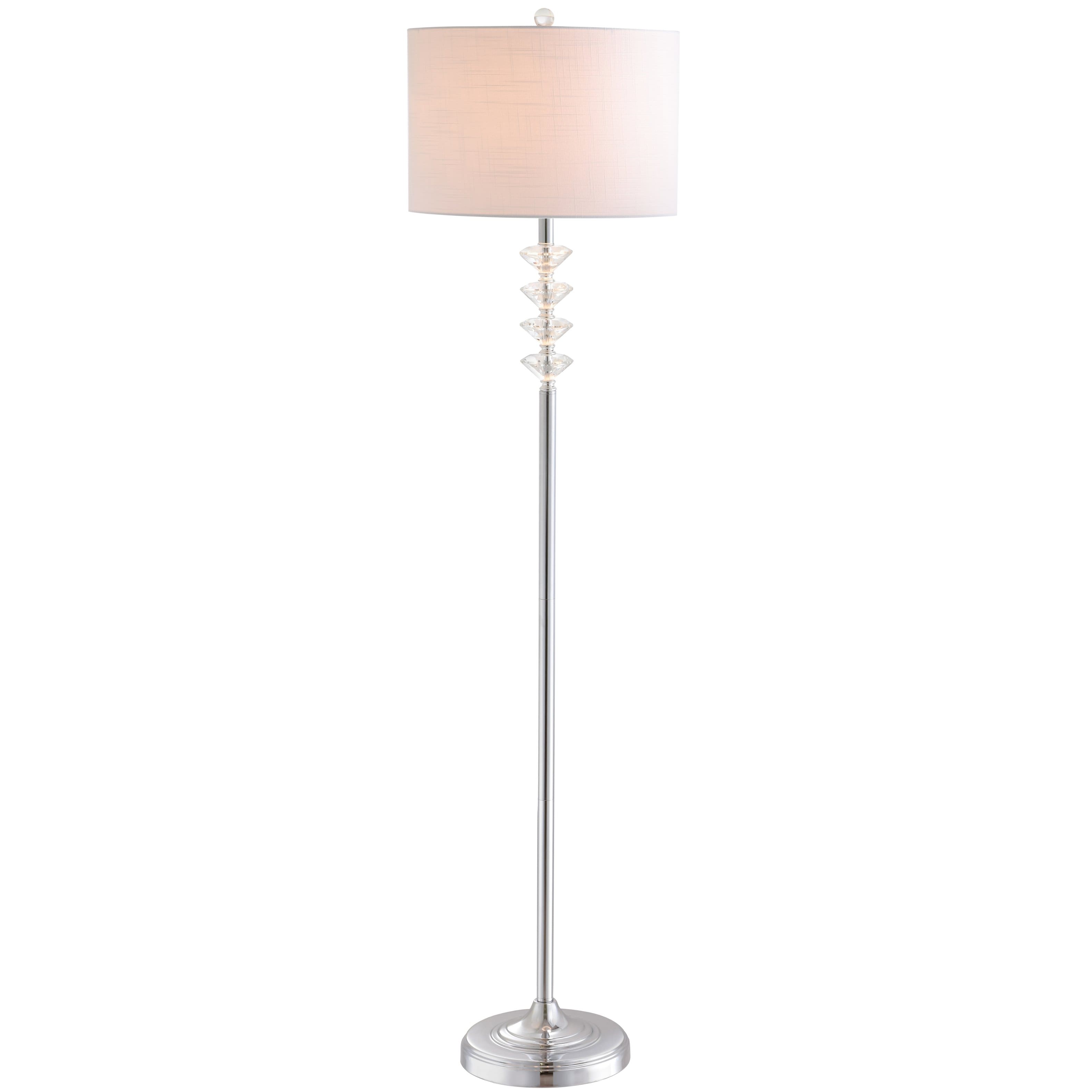 Jonathan Y - Mia 60.5" Crystal/Metal LED Floor Lamp, Clear/Chrome - Clear/ Chrome