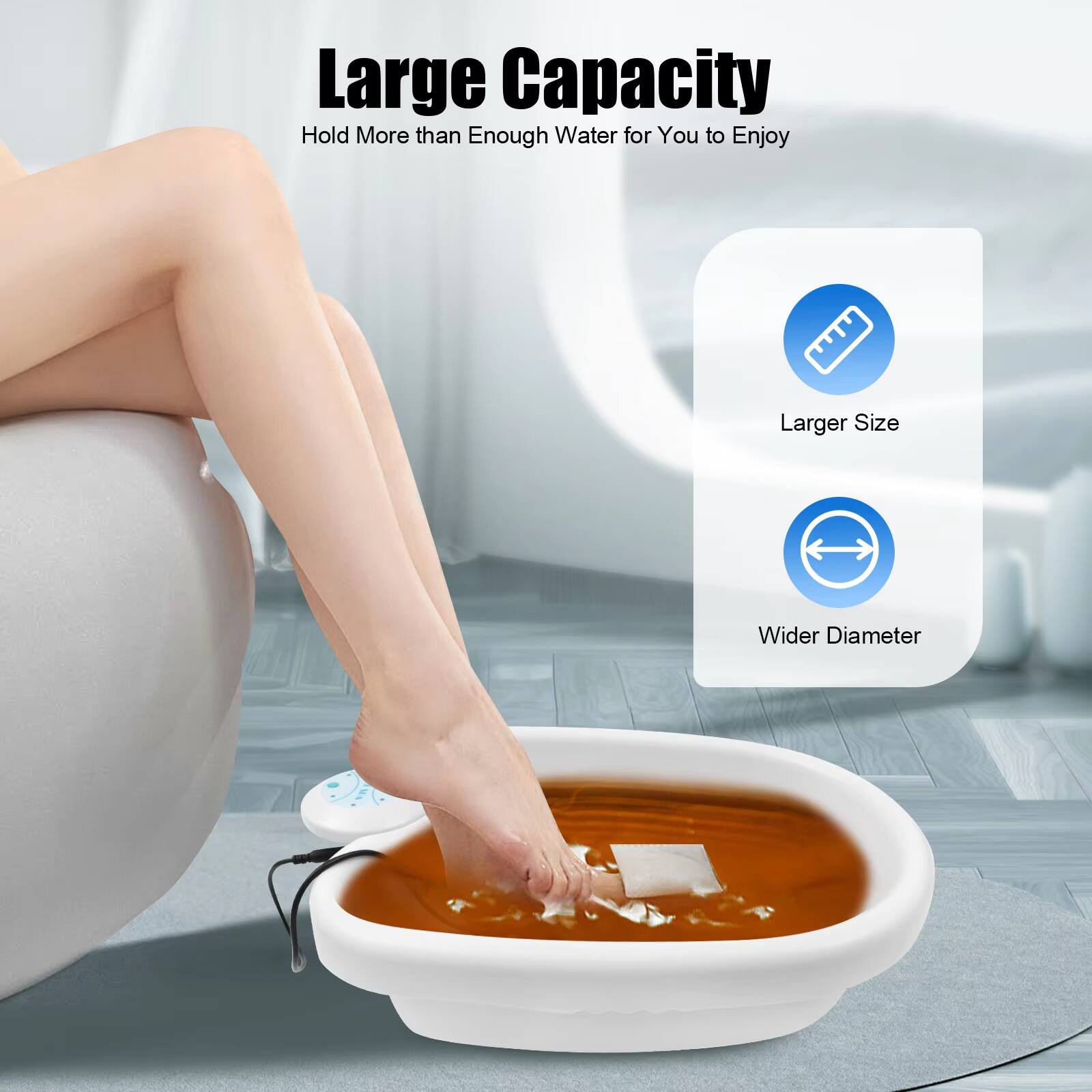 Large Capacity  
Hold More than Enough Water for You to Enjoy  

Larger Size  
Wider Diameter