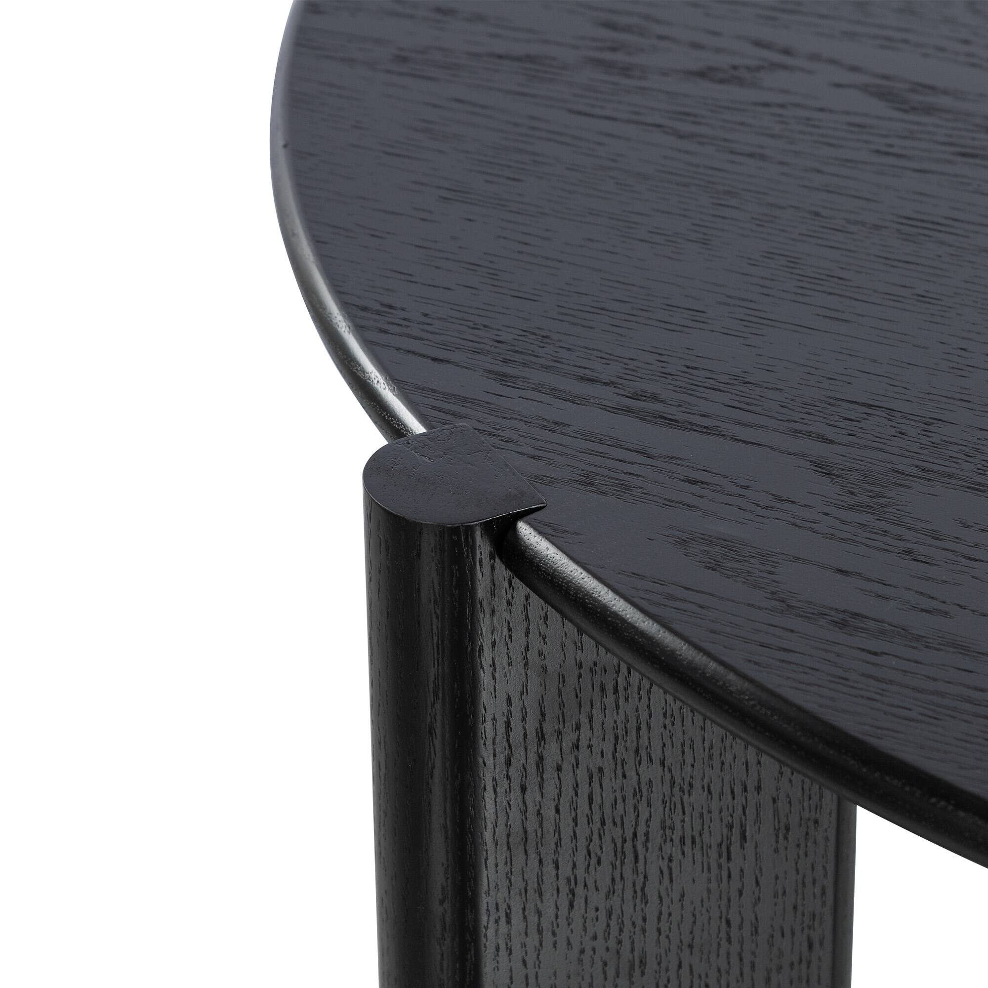 Left. Lirago - 42" Solid Wood Round Dining Table with Double Pedestal Large Kitchen Table Seats 6 for Dining Room - Black.