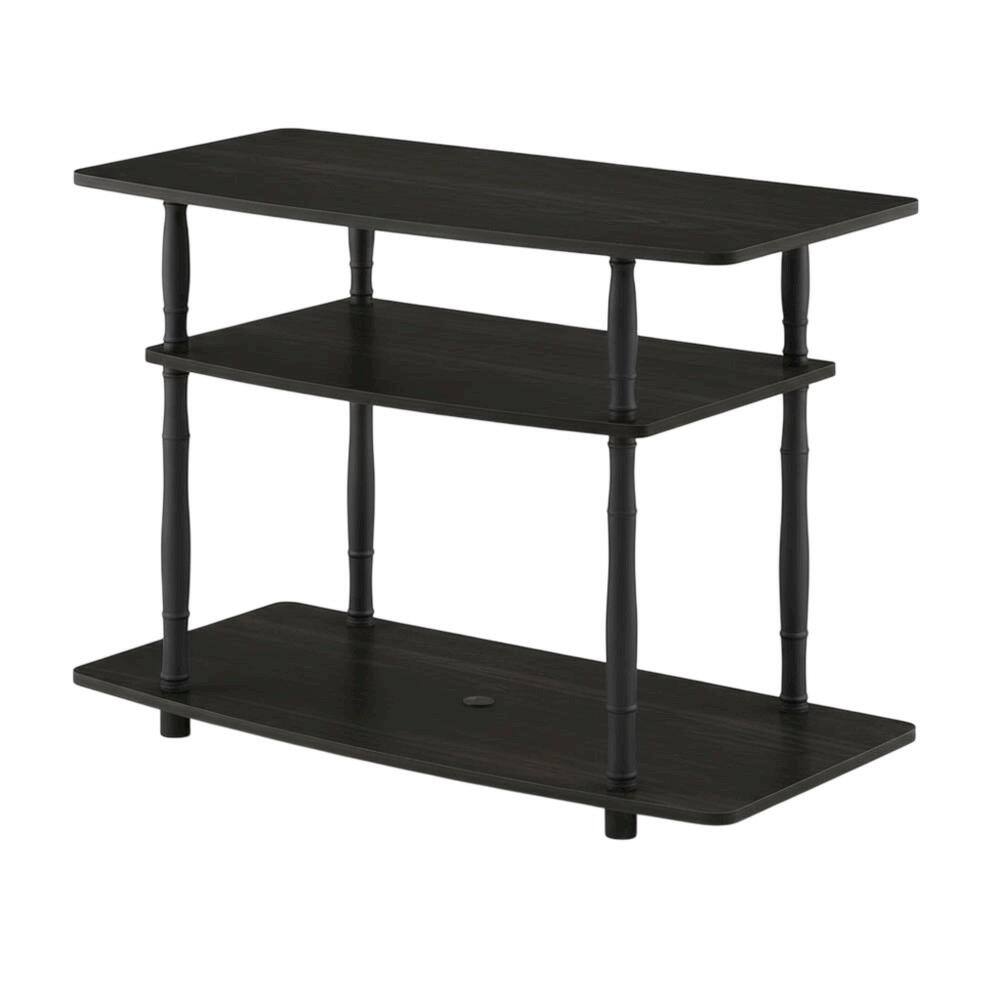 Back. FurniFact - Espresso and Black Wood TV Stand with 3-Tier Open Shelves and Modern Design - Espresso/Black Classic Tube.