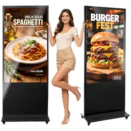 VEVOR - 55 in Indoor Digital Signage 4K Floor Stand Advertising Display Kiosk, WiFi HDMI/USB Input Android OS, 178° Wide View - Black