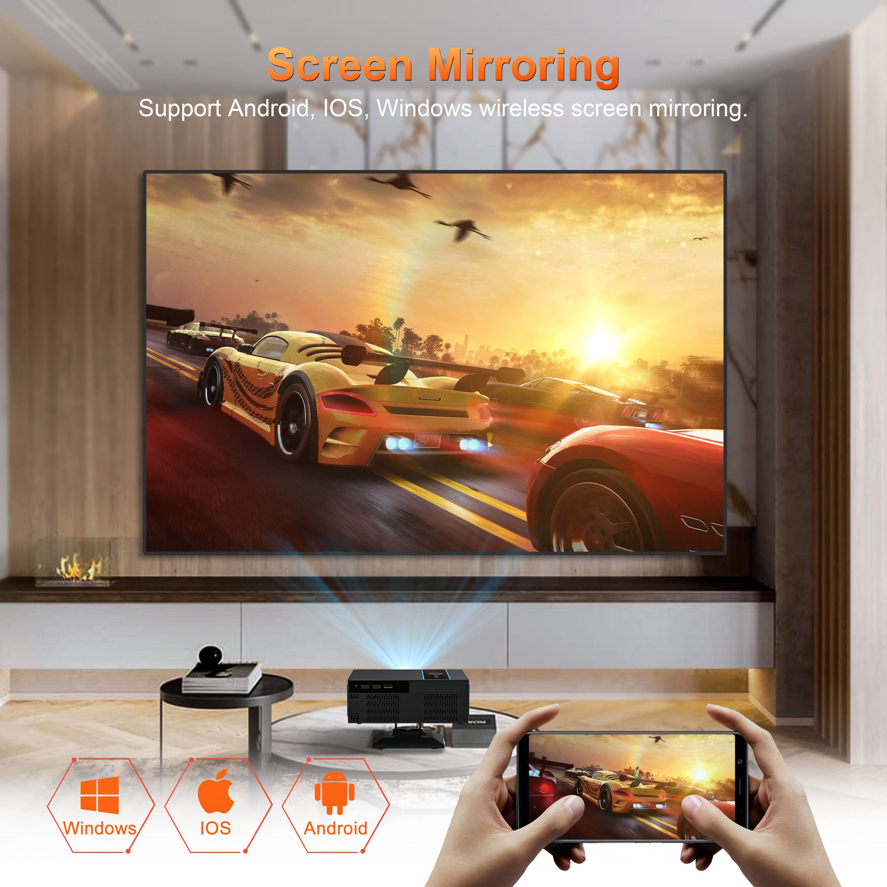 Screen Mirroring  
Support Android, iOS, Windows wireless screen mirroring.