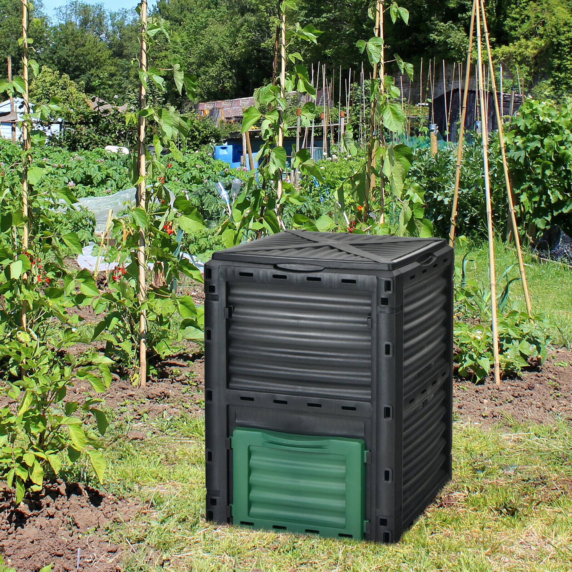 Alt View 4. Gymax - Gymax 80 Gallon Compost Bin Garden Waste Container Grass Food Trash Barrel Fertilizer - Black, Green.
