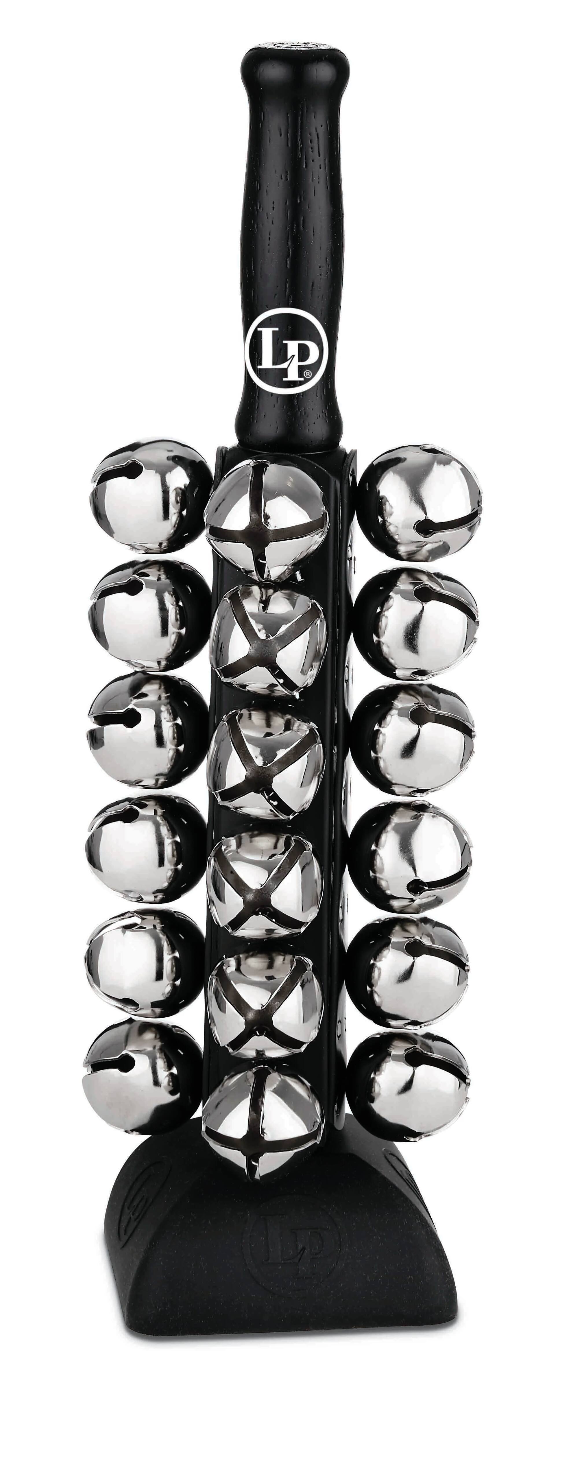 Angle. Latin Percussion - 24 Sleigh Bells with Wood Handle and Silicone Base Percussion Instrument for Musical Performances and Holiday Sound.
