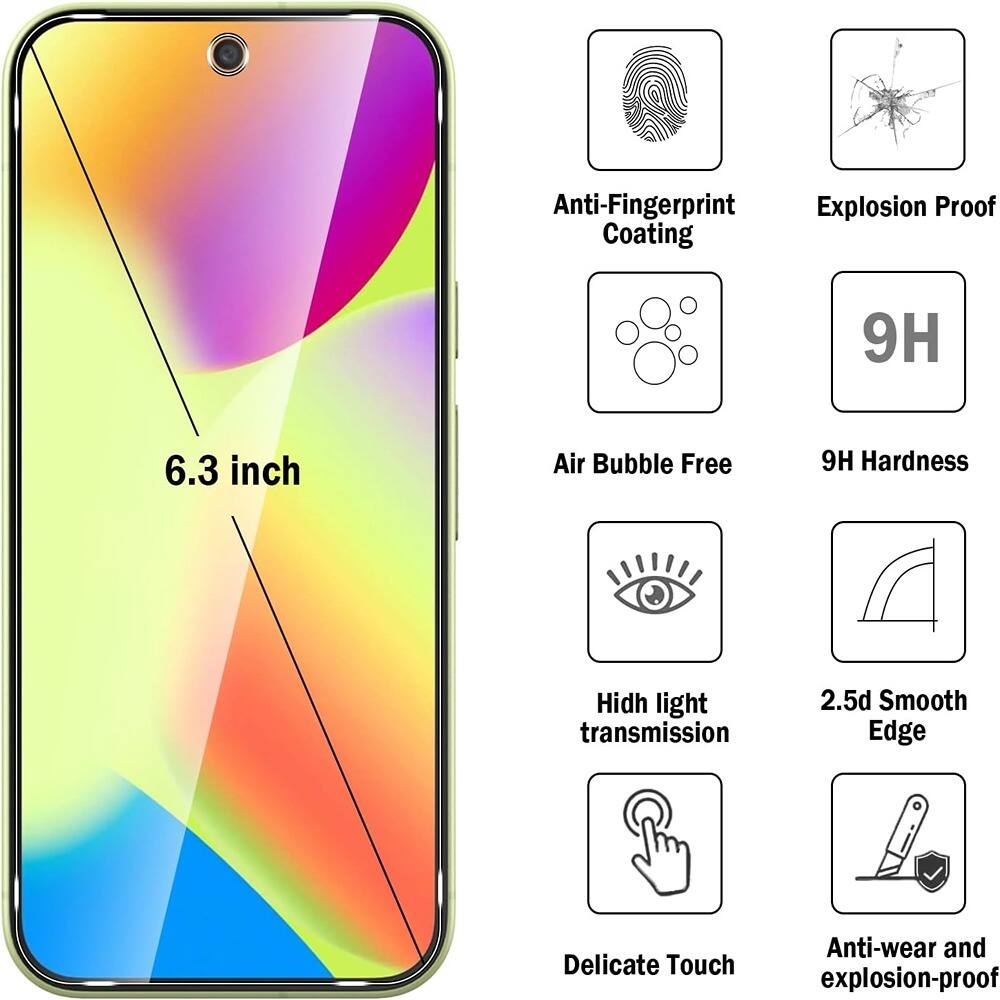 Anti-Fingerprint Coating  
Explosion Proof  
Air Bubble Free  
9H Hardness  
High Light Transmission  
2.5d Smooth Edge  
Delicate Touch  
Anti-wear and Explosion-proof