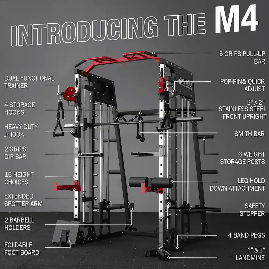 The Rack Weekly Workout Routine Mikolo Smith Machine, 2200lbs Power Rack Cage with with Cable Crossover ...