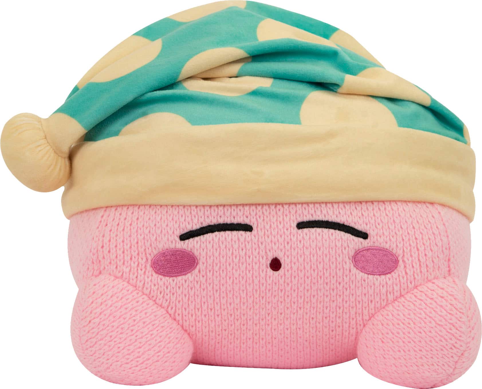 Angle. TOMY - Nuiguru Knit - Sleeping Kirby 15" Plush.