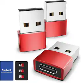 Syntech - USB C Female to USB Male Adapter Pack of 3 USB C to USB Adapter, Type C Charger Cable Power Converter - Red