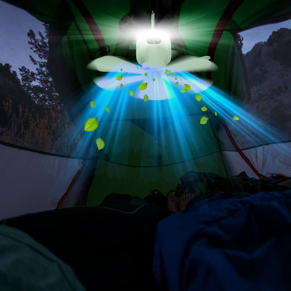 Left. Loheer - Loheer 8000mAh Rechargeable Camping Fan with LED Lantern Portable Tent Fan with Remote 4 Speeds.