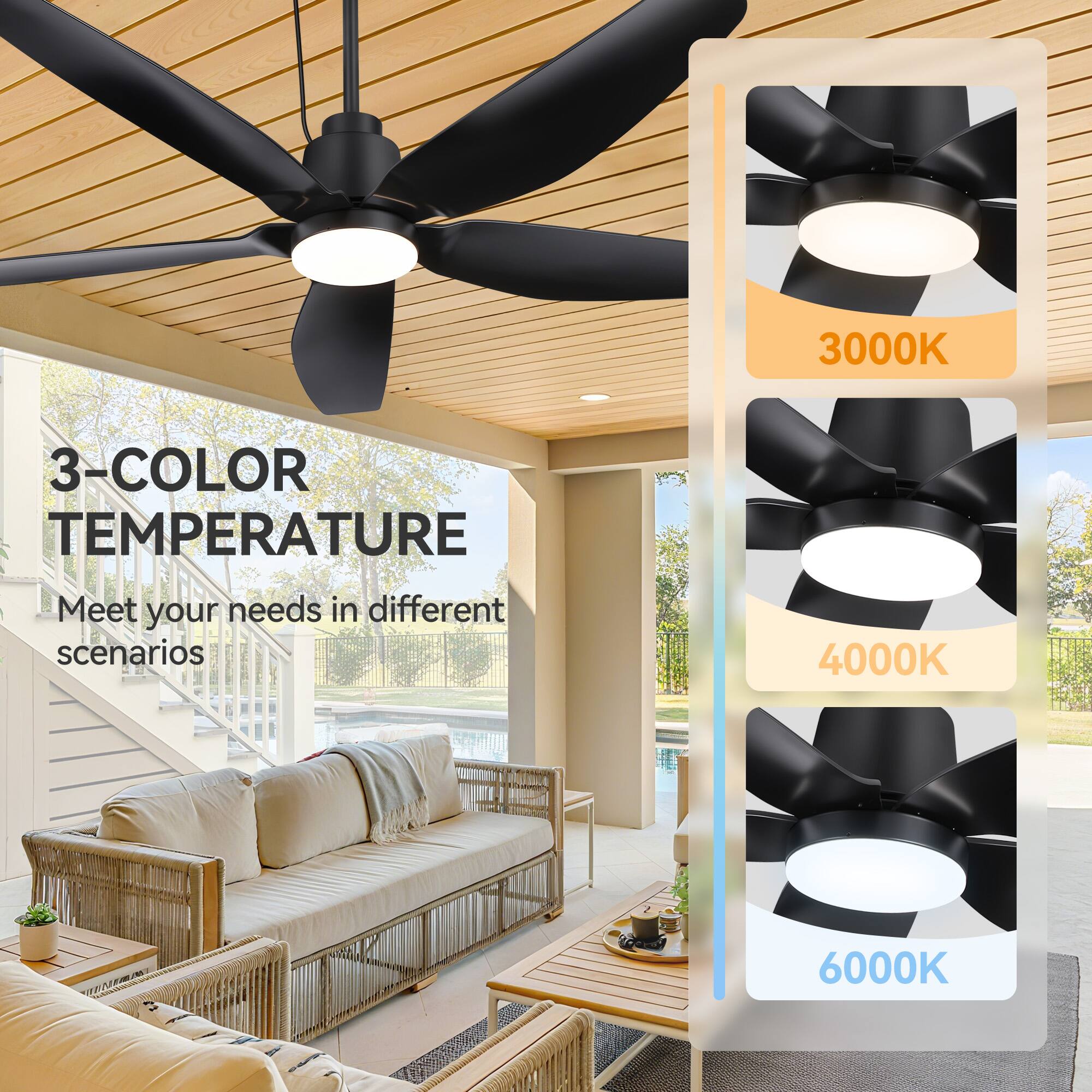 3-COLOR TEMPERATURE  
Meet your needs in different scenarios  

3000K  
4000K  
6000K