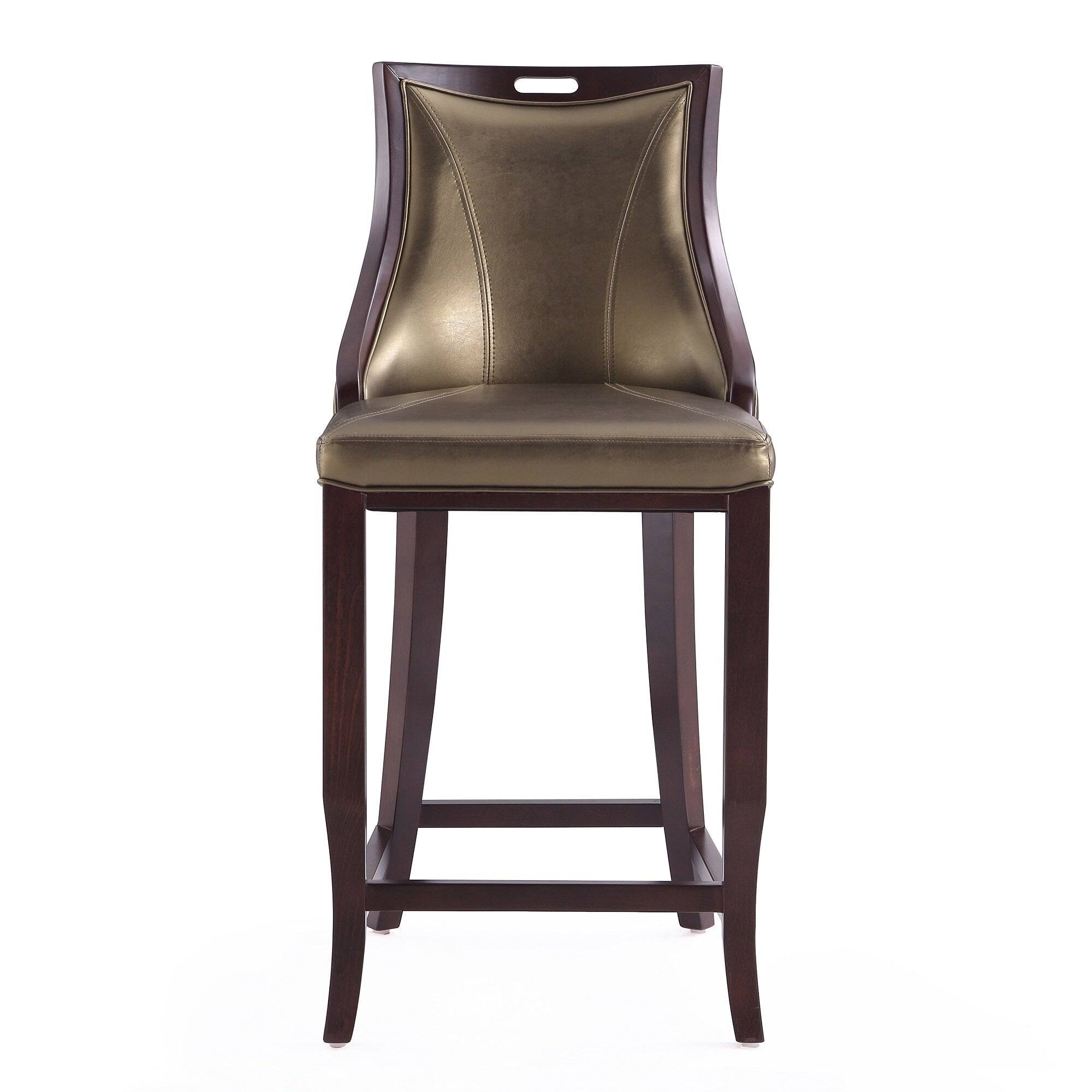 Back. Manhattan Comfort - Emperor Traditional Wood Upholstered Barstool - Bronze.