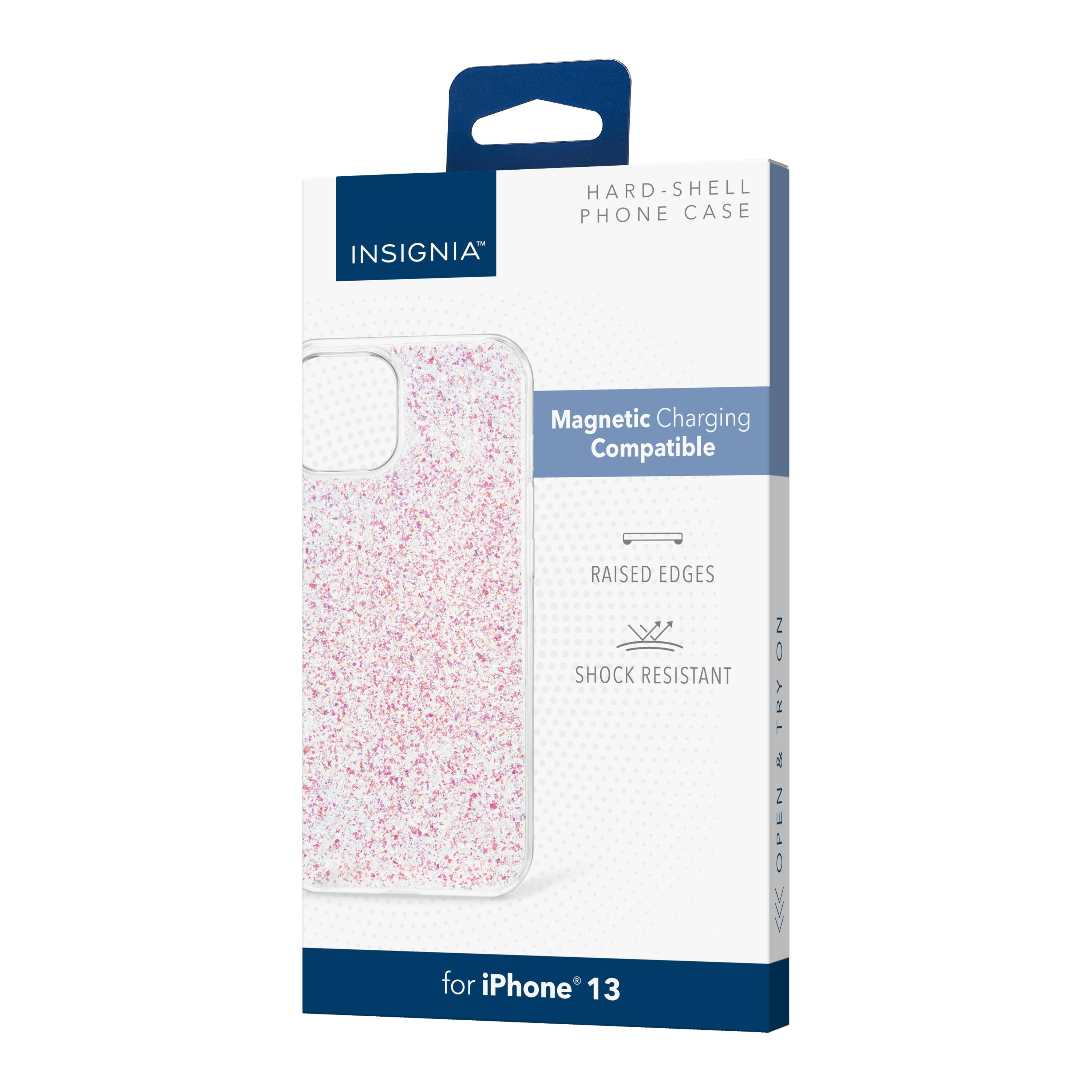 Insignia Hard-Shell Phone Case Magnetic Charging Compatible Raised Edges Shock Resistant for iPhone 13