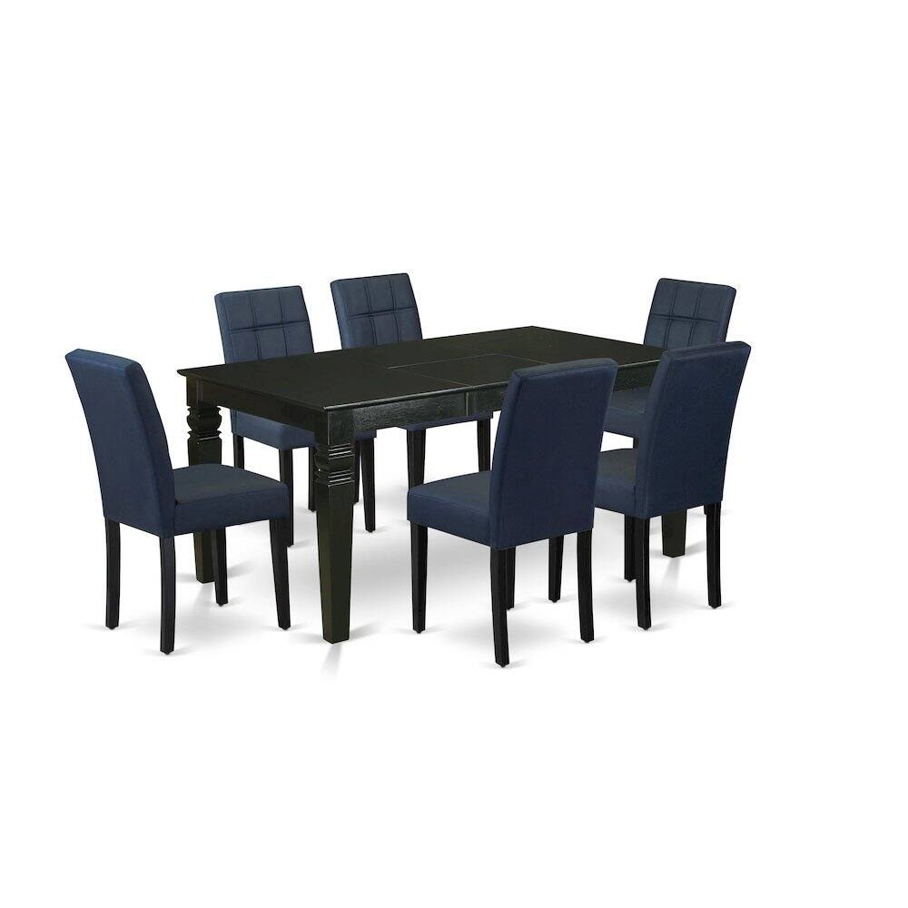 Back. East West Furniture - 7 Piece Kitchen Table Set - Black.