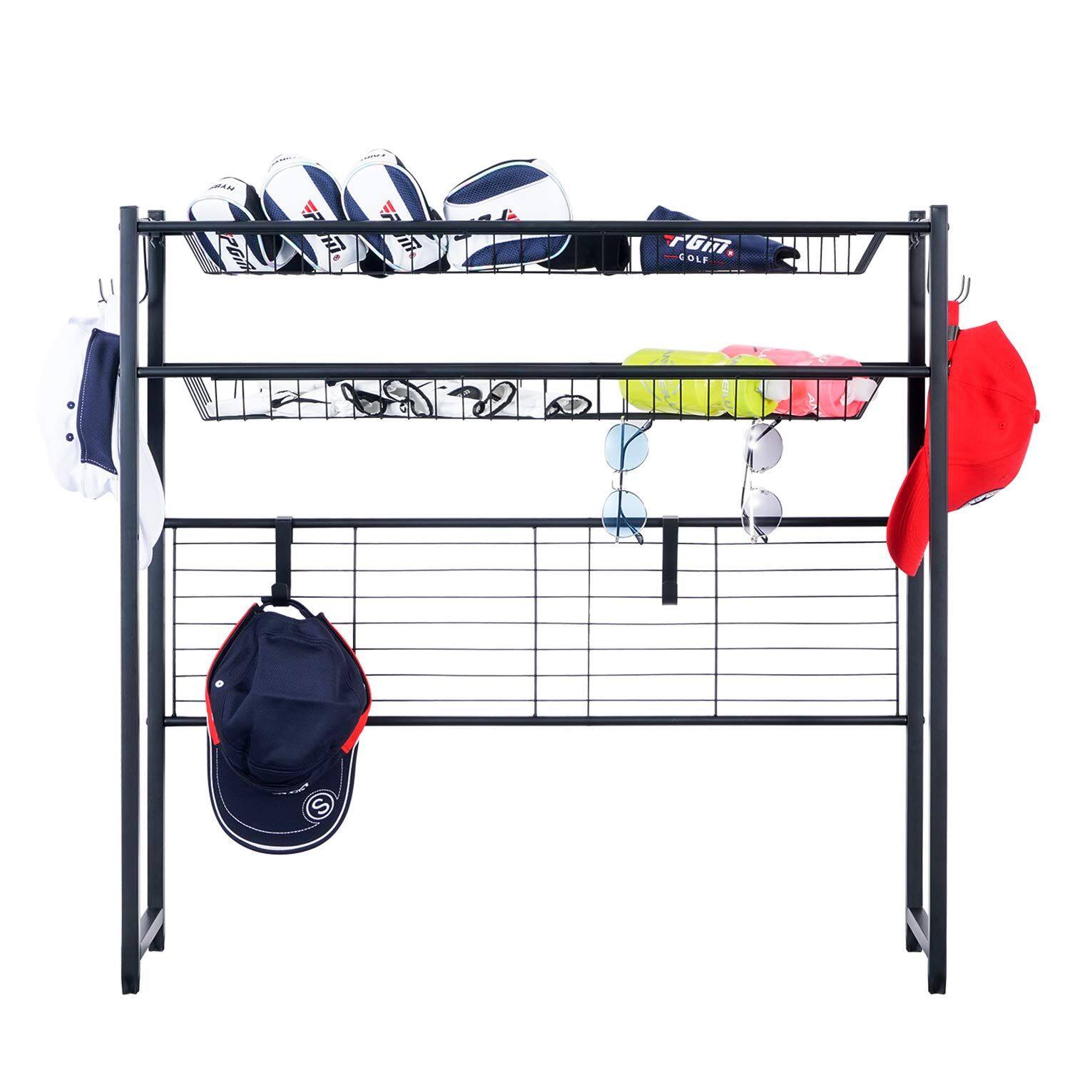 Front. ZACHVO - Garage Storage Stand for Golfing Equipment and Accessories,Golf Storage Rack - Black.