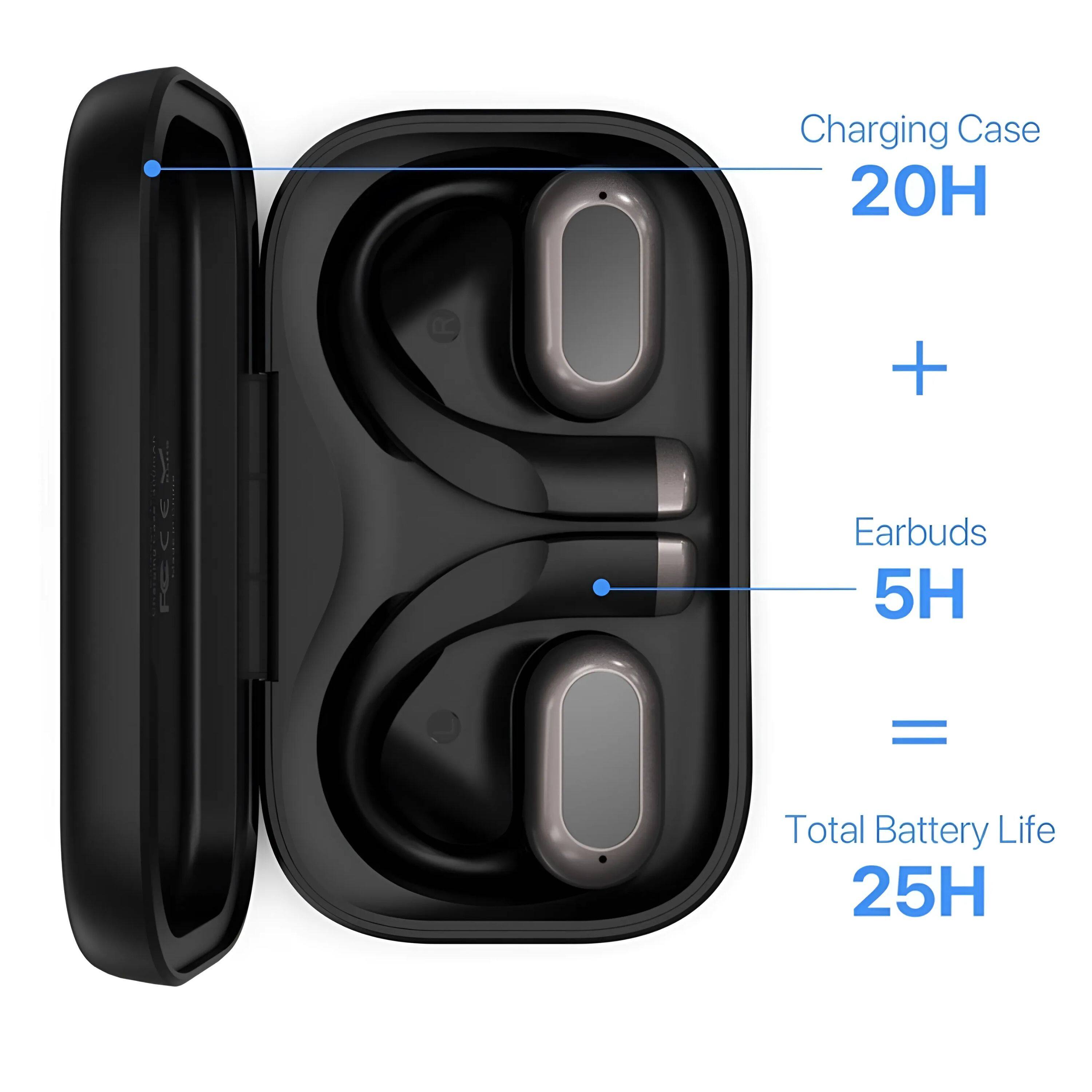Charging Case 20H + Earbuds 5H = Total Battery Life 25H