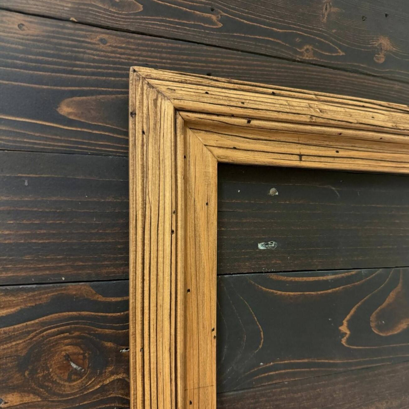 Alt View 1. LAREDO FRAME FACTORY - 32 inch Handmade Tv frame for Samsung The Frame tv and Frame Pro Model - RUSTIC LIGHT WOOD.