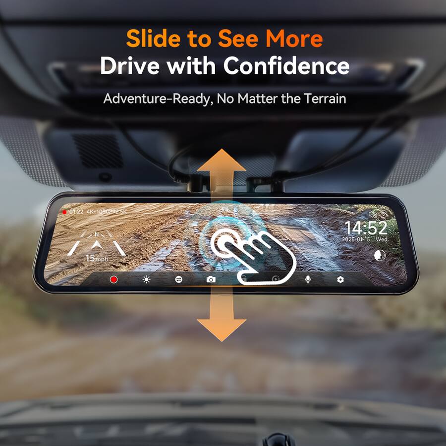 WOLFBOX 3 Channel 4K Mirror Dash Cam,STARVIS 2 IMX678 Night