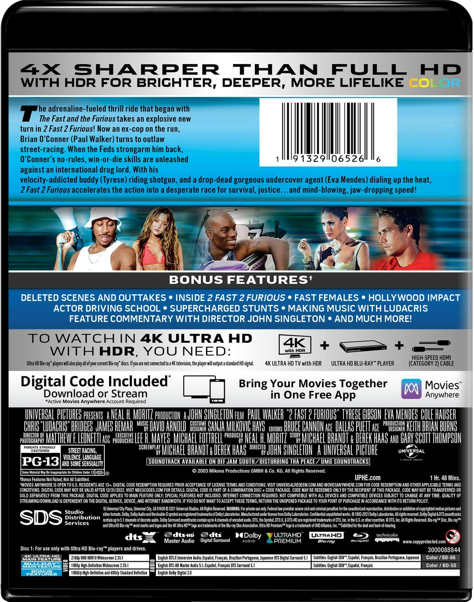 Back. 2 Fast 2 Furious   - 4K Blu-Ray.
