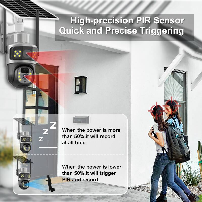 High-precision PIR Sensor  
Quick and Precise Triggering

When the power is more than 50%, it will record at all time

When the power is lower than 50%, it will trigger PIR and record