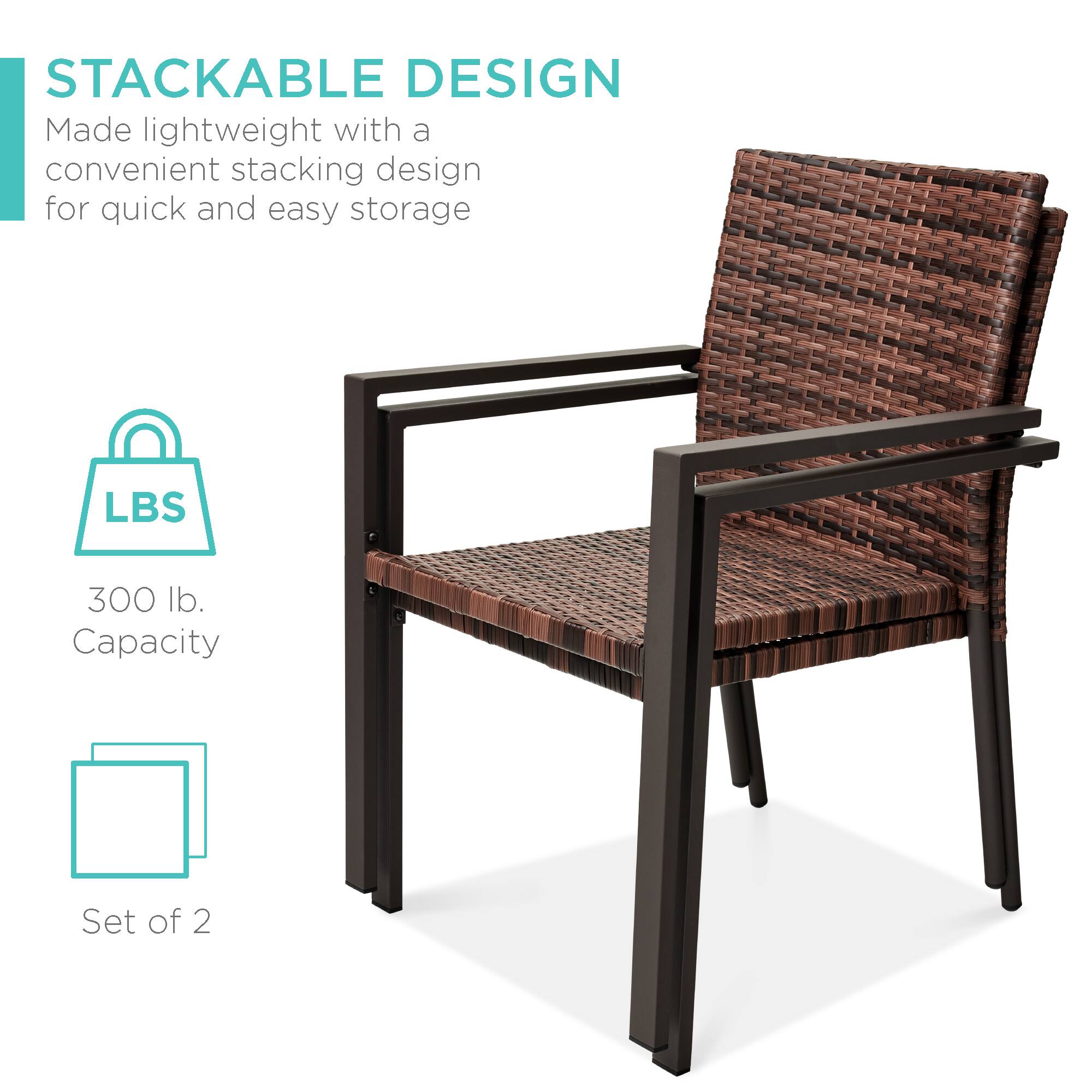STACKABLE DESIGN  
Made lightweight with a convenient stacking design for quick and easy storage  

LBS  
300 lb. Capacity  

Set of 2