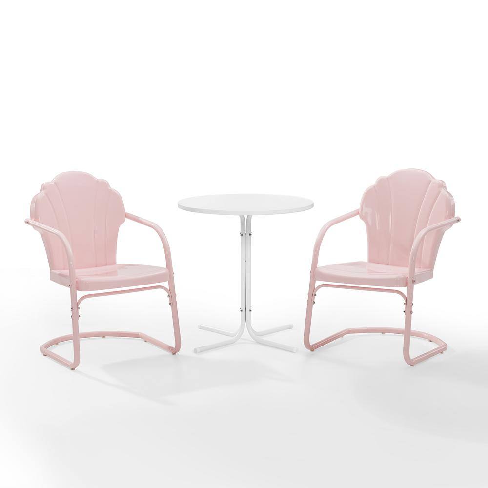 Alt View 2. Crosley Furniture - Tulip 3Pc Retro Outdoor Bistro Set - Bistro Table & 2 Chairs - Pastel Pink Gloss.