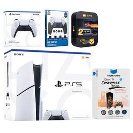 Playstation 5 Slim Disc with Extra Controller, FPS Grip Kit and MightySkins Decal Voucher + 2 Year CPS - PlayStation 5