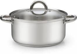 Cook N Home - Basics 5.5 Quart S/S Stock Cooking Pot with Lid for Pasta, Soup, Stockpot with Even Heating,Canning, Boiling, Simmer - Stainless Steel