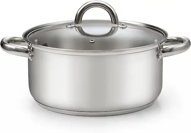 Front. Cook N Home - Basics 5.5 Quart S/S Stock Cooking Pot with Lid for Pasta, Soup, Stockpot with Even Heating,Canning, Boiling, Simmer - stainless steel.