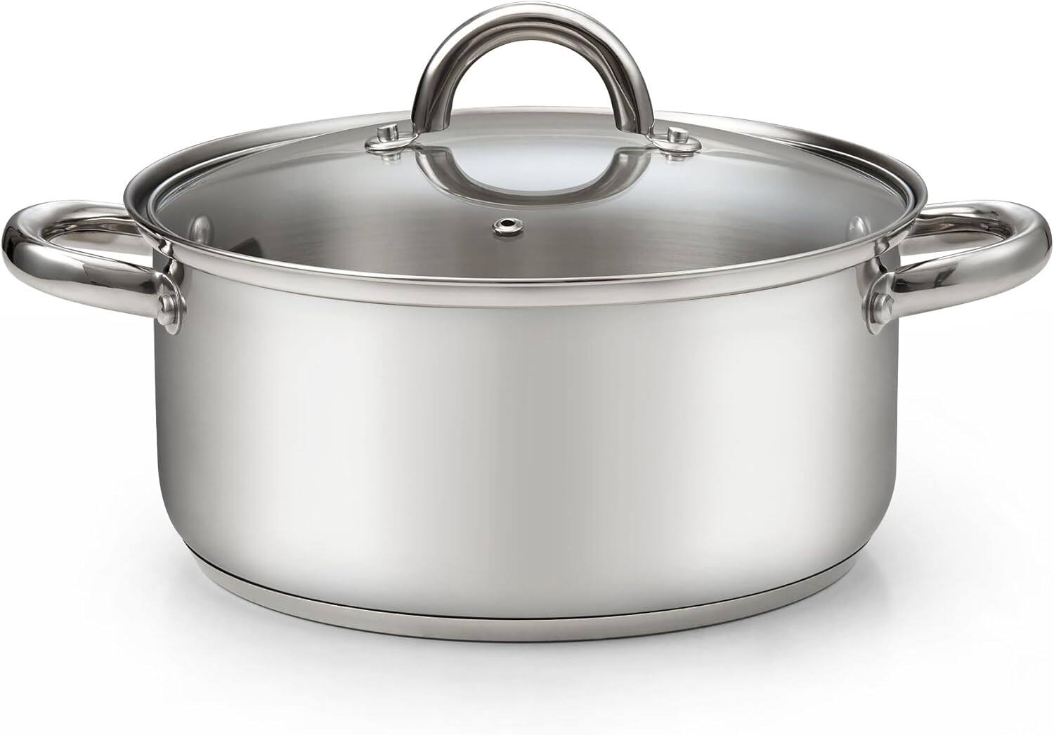 Front. Cook N Home - Basics 5.5 Quart S/S Stock Cooking Pot with Lid for Pasta, Soup, Stockpot with Even Heating,Canning, Boiling, Simmer - stainless steel.