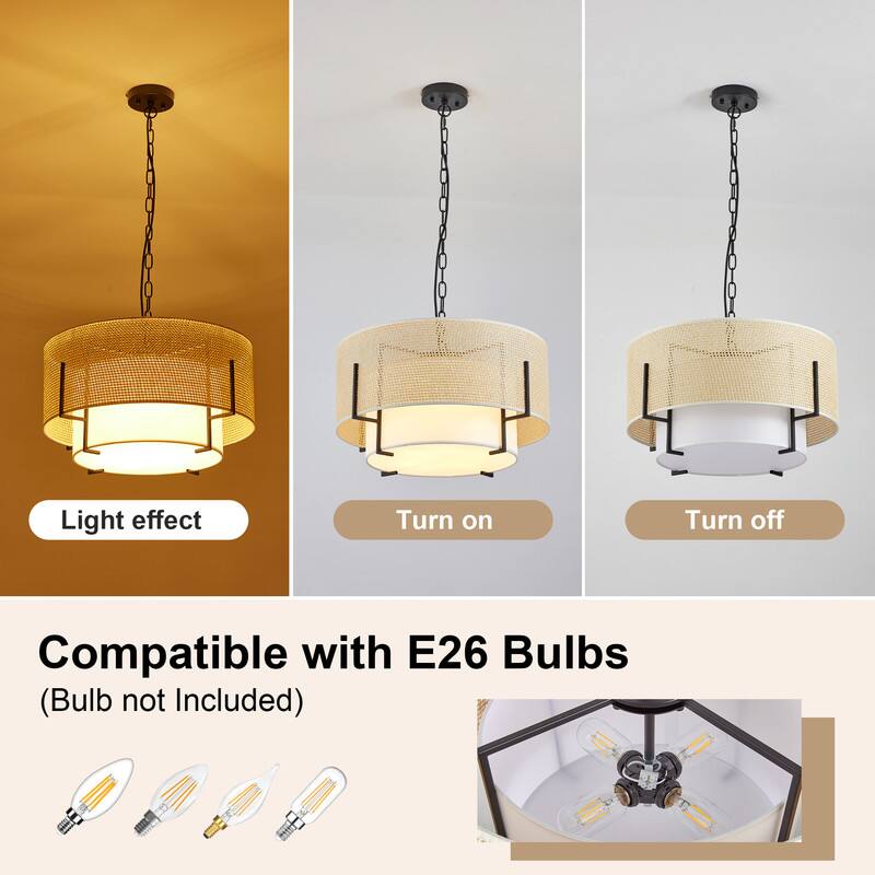 Light effect  
Turn on  
Turn off  
Compatible with E26 Bulbs (Bulb not Included)