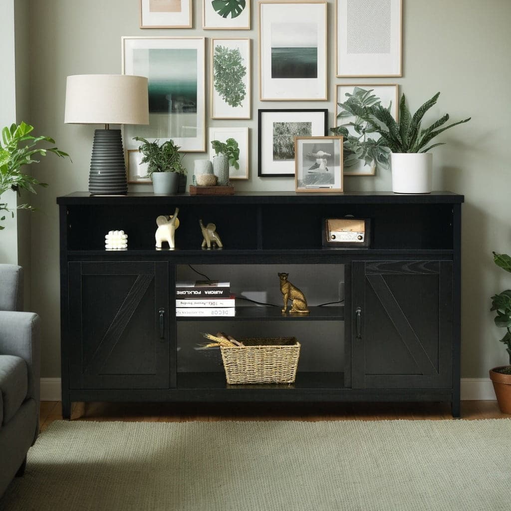 Kadyn - Entertainment Centers,TV Stands,59 Inch TV Stand Media Center Console Cabinet with Barn Door for TV's 65 Inch - Black