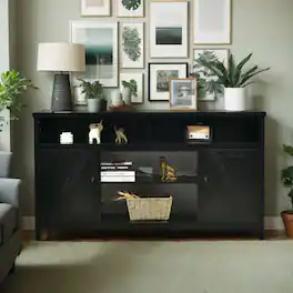 Kadyn - Entertainment Centers,TV Stands,59 Inch TV Stand Media Center Console Cabinet with Barn Door for TV's 65 Inch - Black
