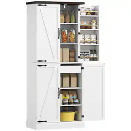 Homcom - Tall Kitchen Pantry Cabinet - White