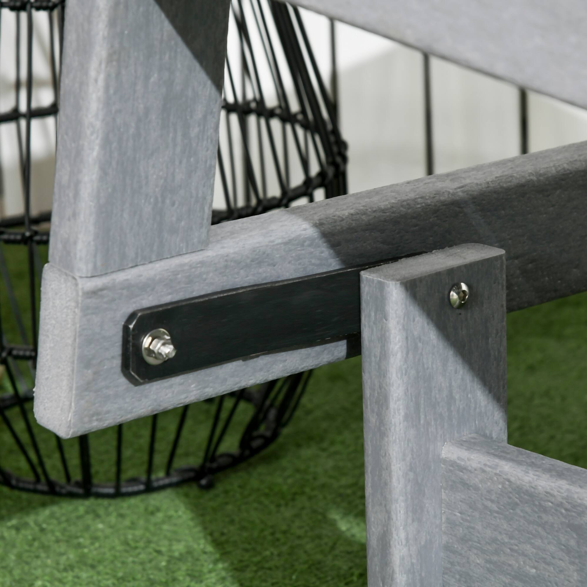 Alt View 4. Outsunny - 2-Person Outdoor Glider Bench Patio Double Swing Rocking Chair Loveseat w/ Slatted HDPE Frame for Backyard Garden Porch - Light Gray.